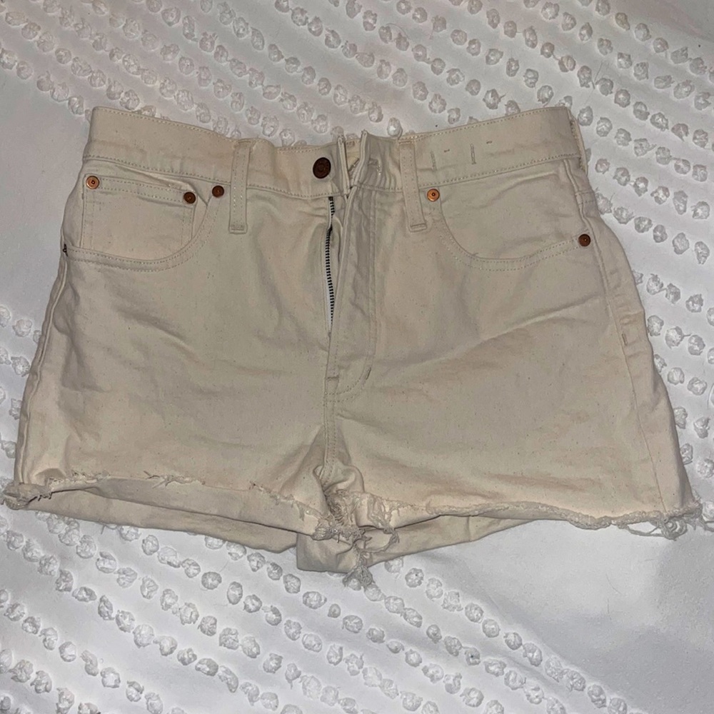 Madewell The Perfect High Waist Cutoff Jean Shorts cream
